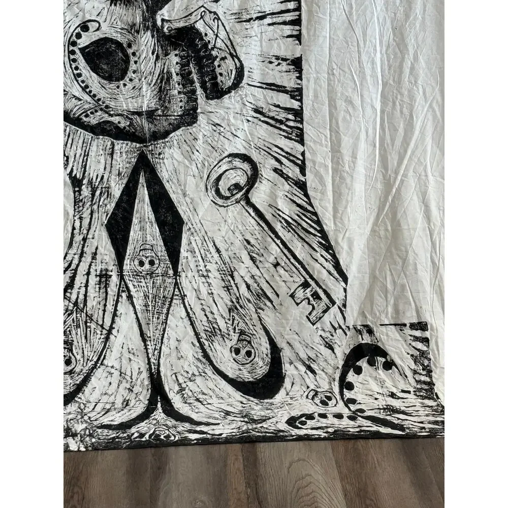 HANDMADE Gothic Skull Wall Tapestry Hand Painted Macabre Halloween Decor 92x64in